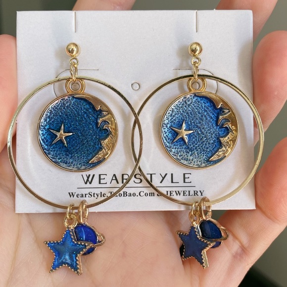 Moon Star Planet Earrings - Picture 1 of 5